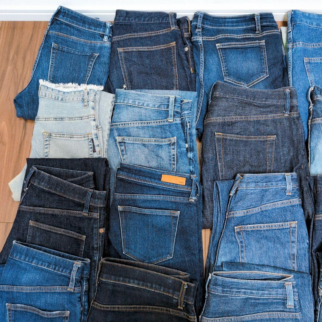 デニムパンツ まとめ売り40本 リメイク素材 ハンドメイド リペア生地 はぎれ