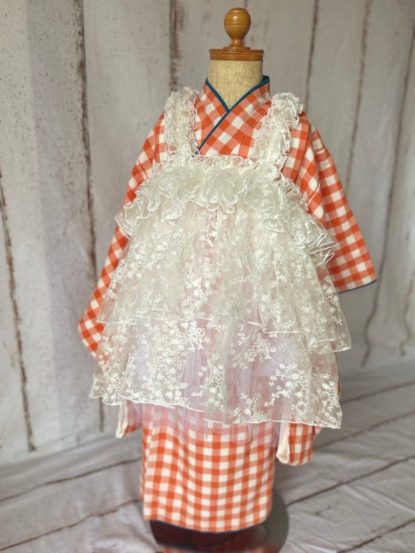 七五三着物用　3歳　チュール刺繍レース被布