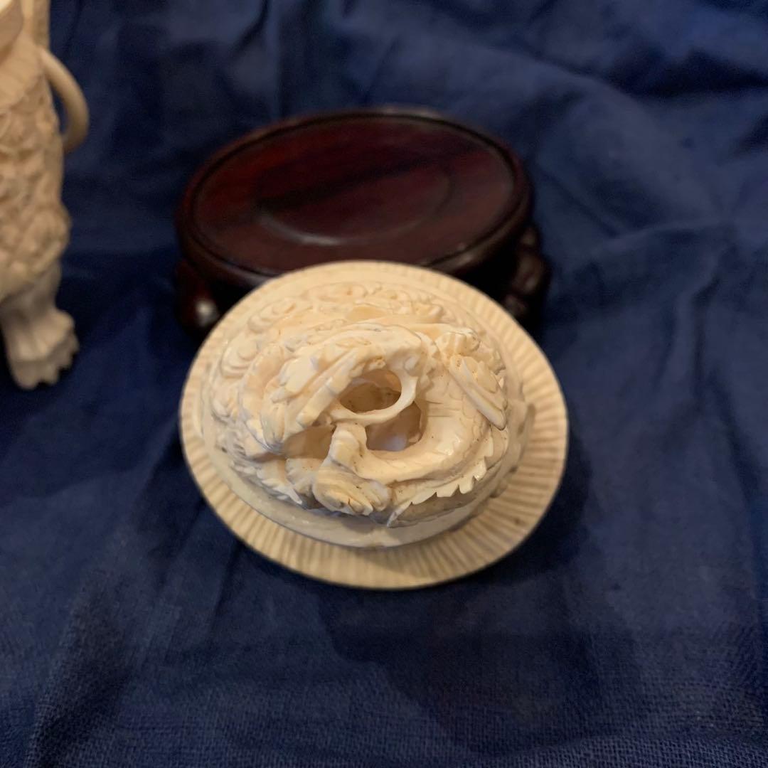 極上 天然高級素材 中国 乾隆 細密彫刻 香炉 置物