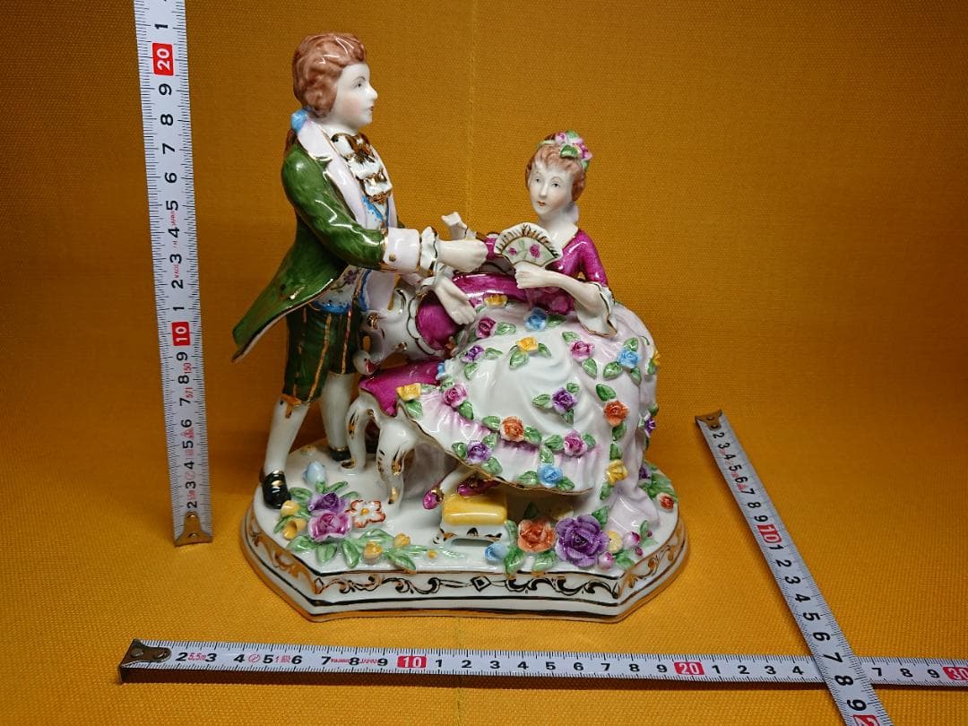 【美品】西洋美術　マイセン　貴婦人　置物　インテリア　工芸品　美術品　A3257