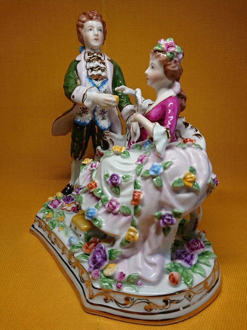 【美品】西洋美術　マイセン　貴婦人　置物　インテリア　工芸品　美術品　A3257