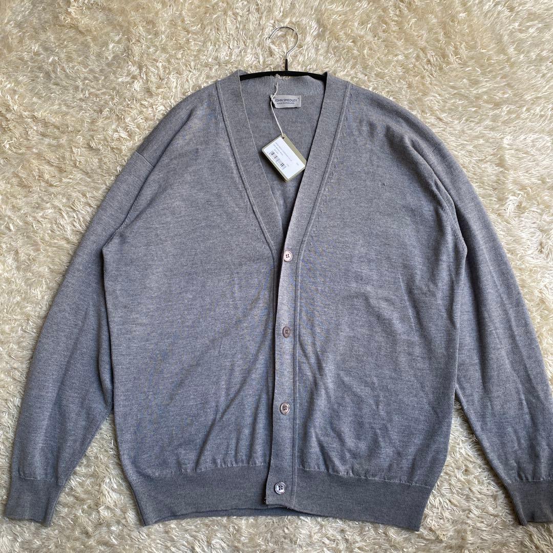 【日本別注】 JOHN SMEDLEY 24G A4590 カーディガン グレー