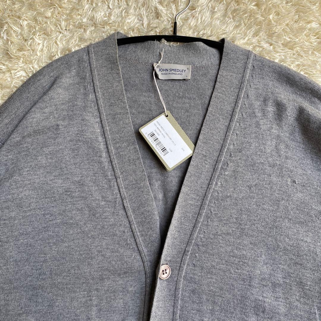 【日本別注】 JOHN SMEDLEY 24G A4590 カーディガン グレー