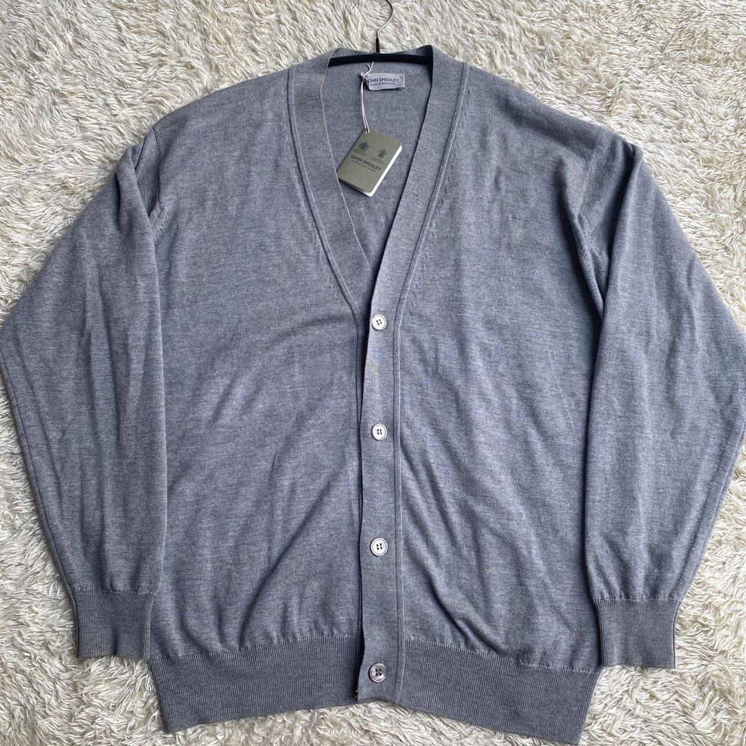 【日本別注】 JOHN SMEDLEY 24G A4590 カーディガン グレー