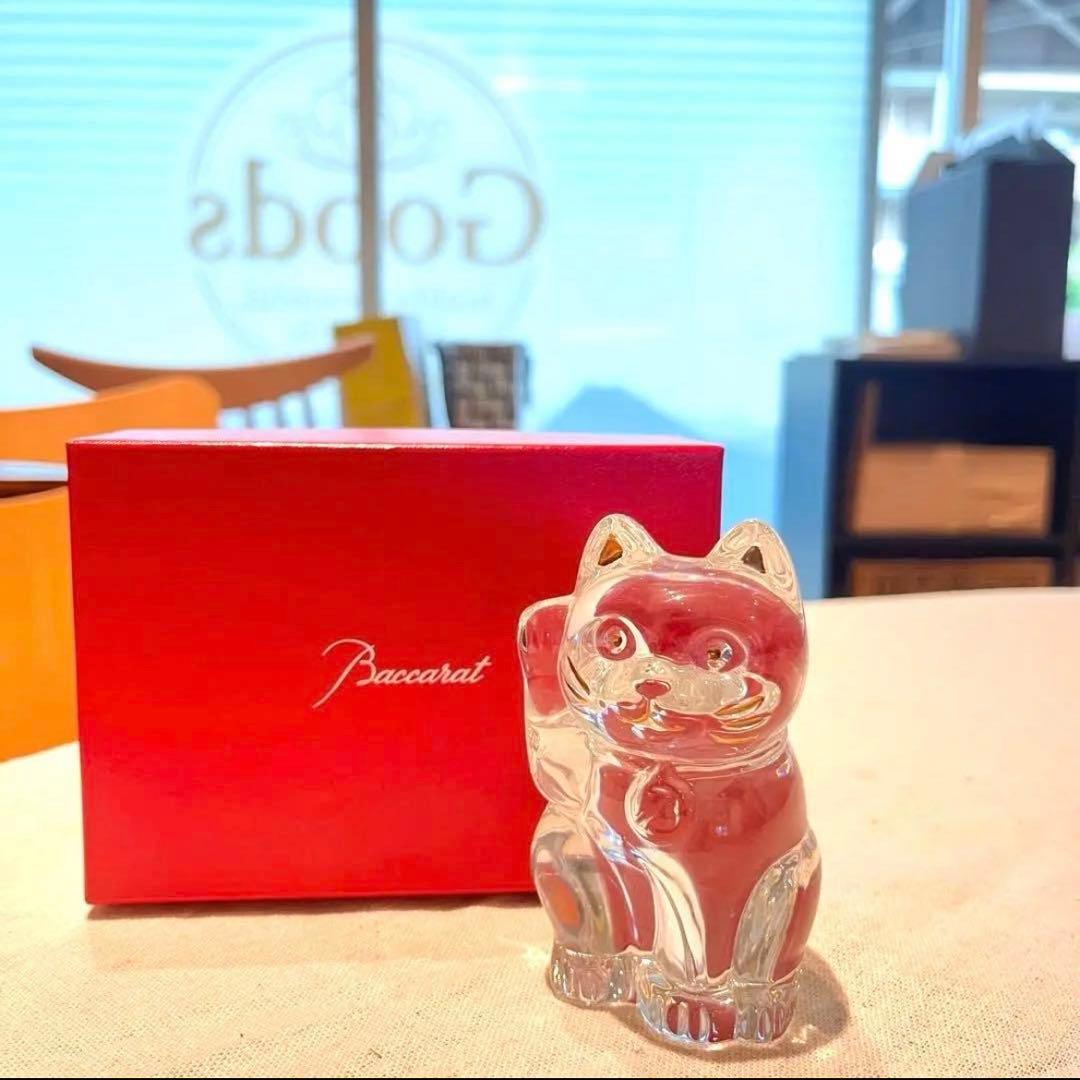 【極美品】バカラ（Baccarat）招き猫 まねき猫 クリスタル フィギュリン