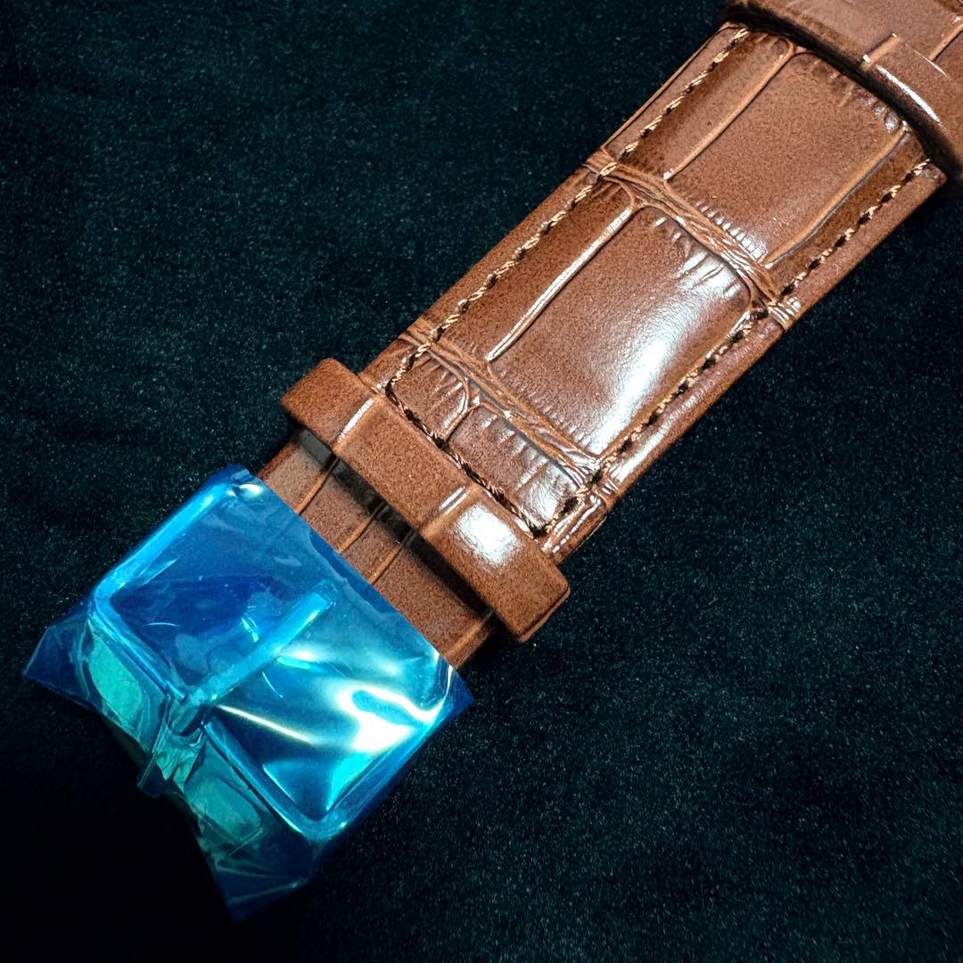 新品未使用 自動巻き 腕時計 機械式 ビジネスウォッチ ブラウン本革ベルト