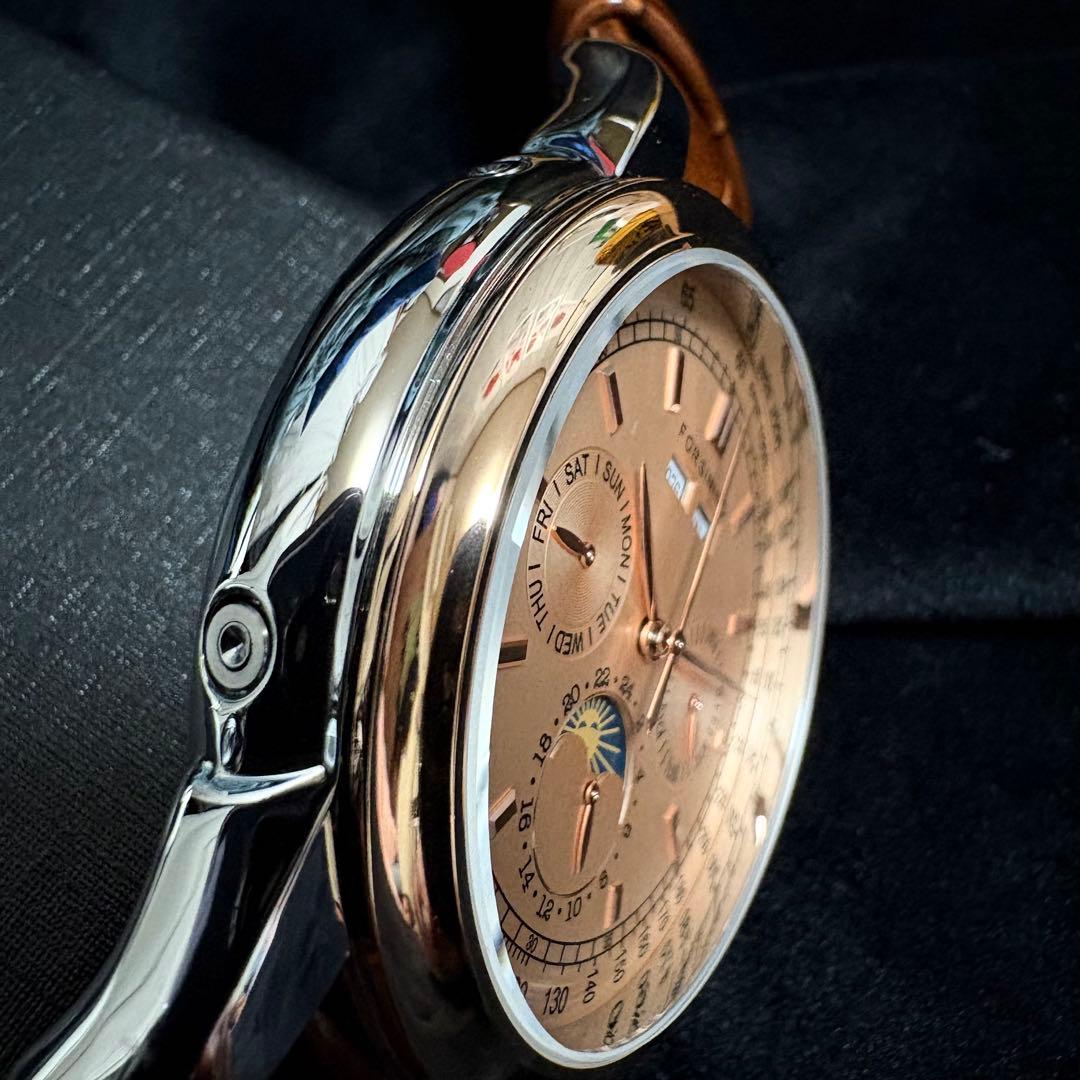 新品未使用 自動巻き 腕時計 機械式 ビジネスウォッチ ブラウン本革ベルト