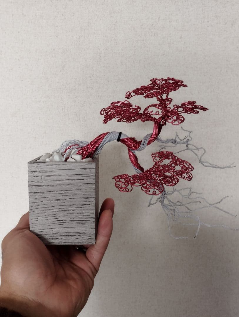 ワイヤー盆栽アートオブジェ