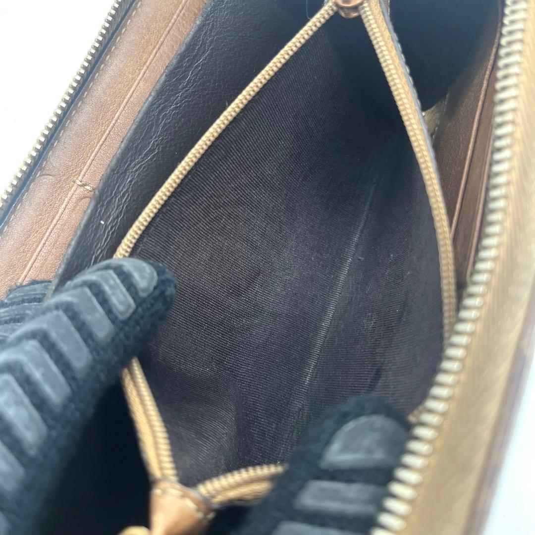 希少✨グッチ 長財布 ラウンドファスナー レオパード シマレザー GG ブラウン