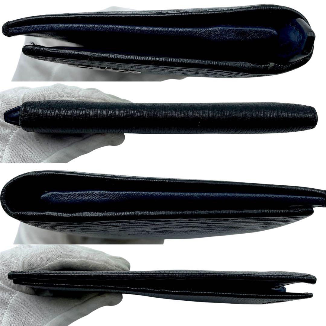 【極上美品】フェラガモ ダブルガンチーニ 金具 レザー 本革 ブラック 長財布