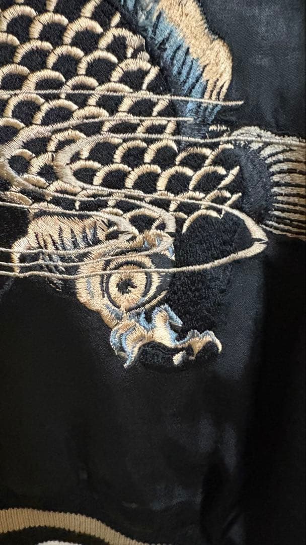 ねこむ様用 リバーシブル 花旅楽団 鯉と桜刺繍のサテン スカジャン