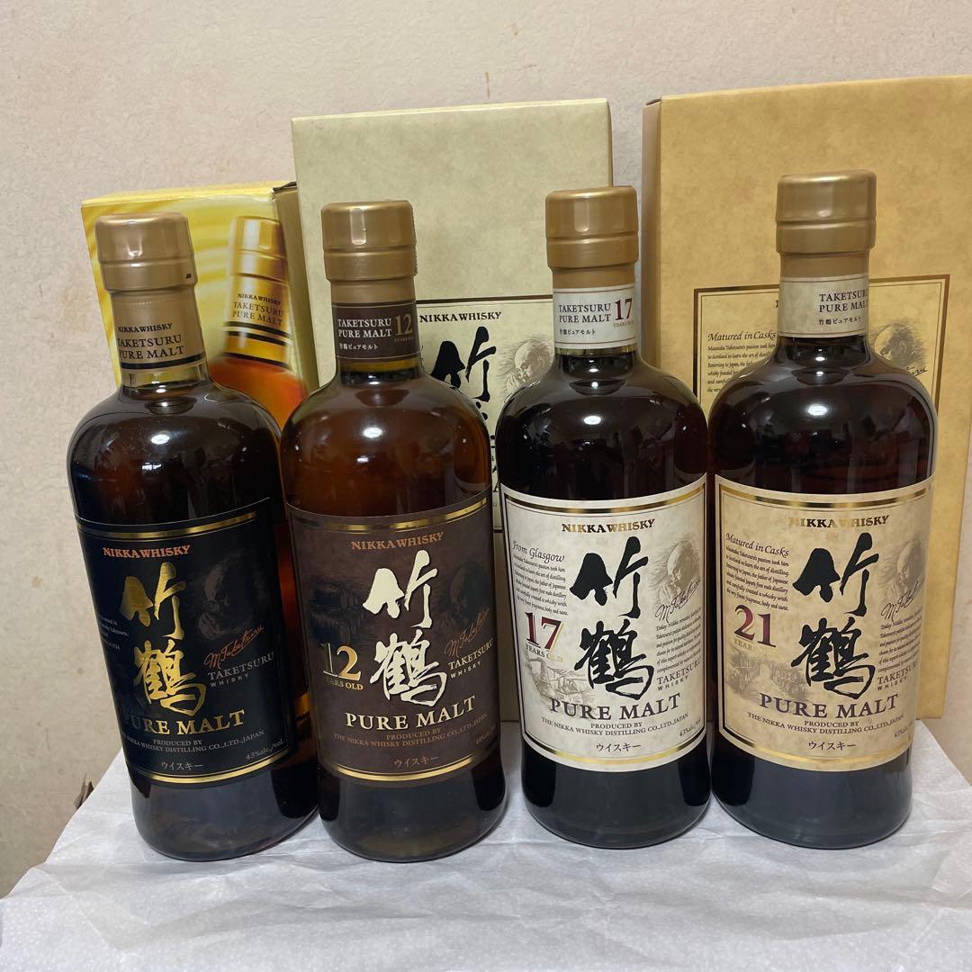竹鶴ウイスキーピュアモルト普通です 12年17年 21年 4本セット