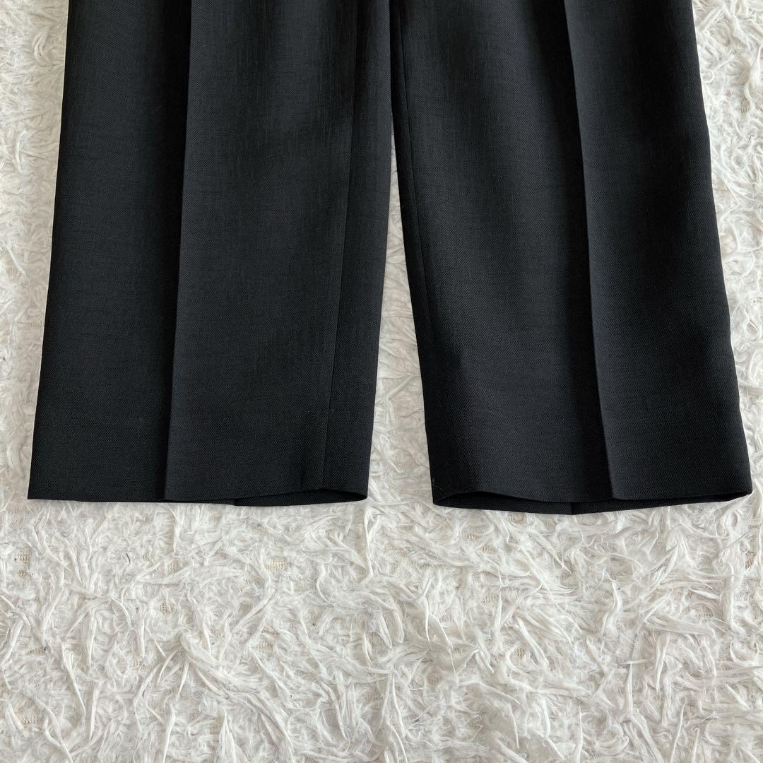 極美品 INDIVI 洗える ノーカラージャケット パンツスーツ ブラック 40