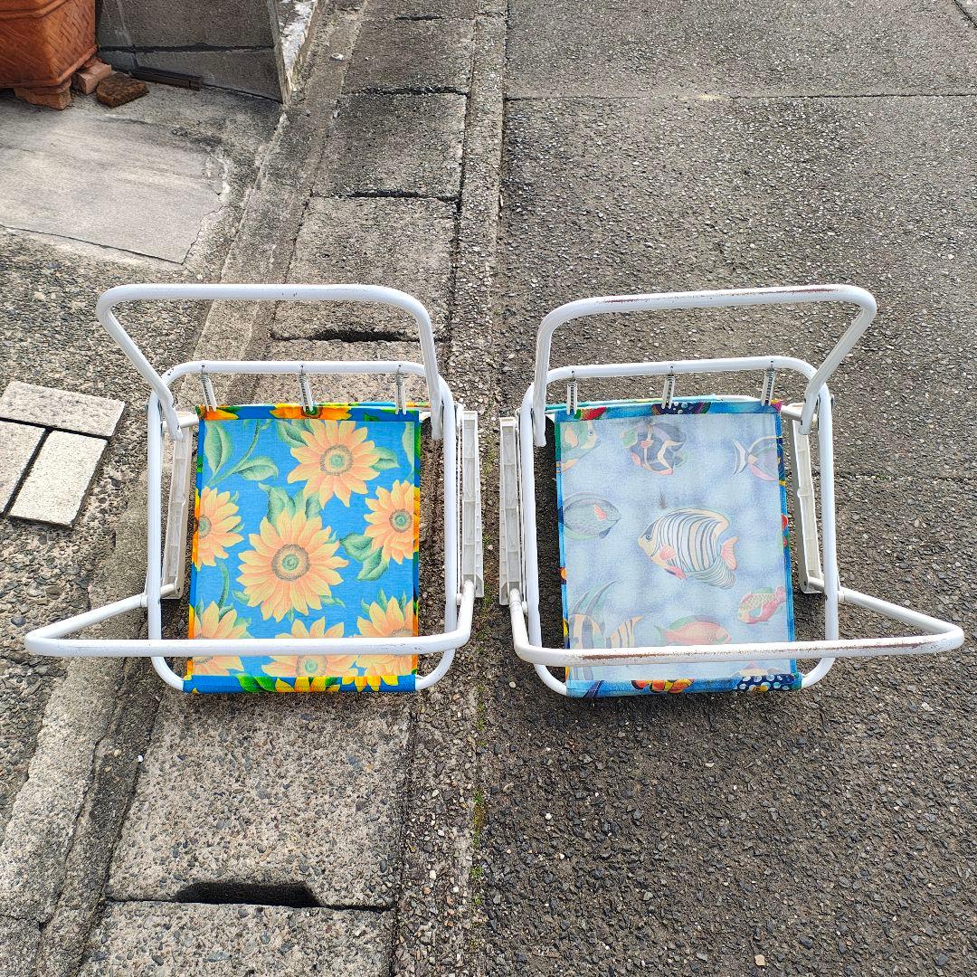 折りたたみ式アウトドアチェア 2脚セット 昭和レトロ