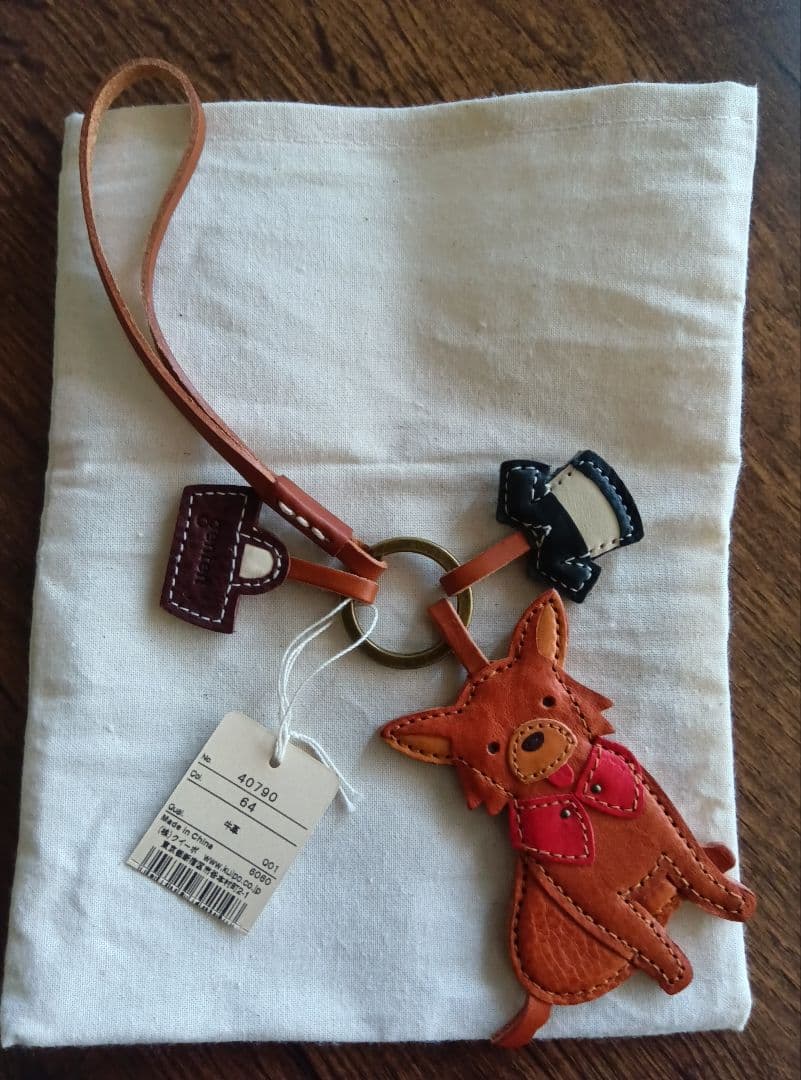 genten ゲンテン チャーム レザー キーホルダー キーリング　チワワ