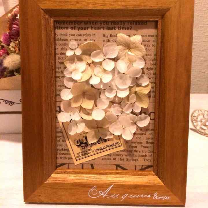 【完売】紫陽花ドライフラワー＊3Dインテリアフレーム♡