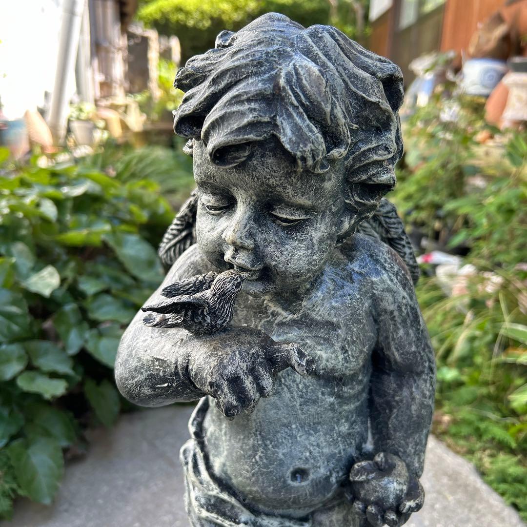 ガーデン大型オーナメント　オブジェ　小鳥と歌うケルビム　新品未使用保管品