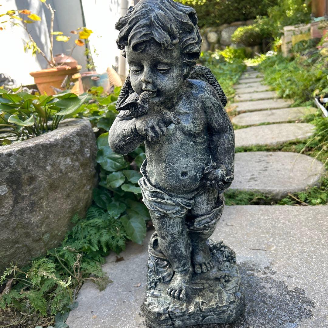 ガーデン大型オーナメント　オブジェ　小鳥と歌うケルビム　新品未使用保管品