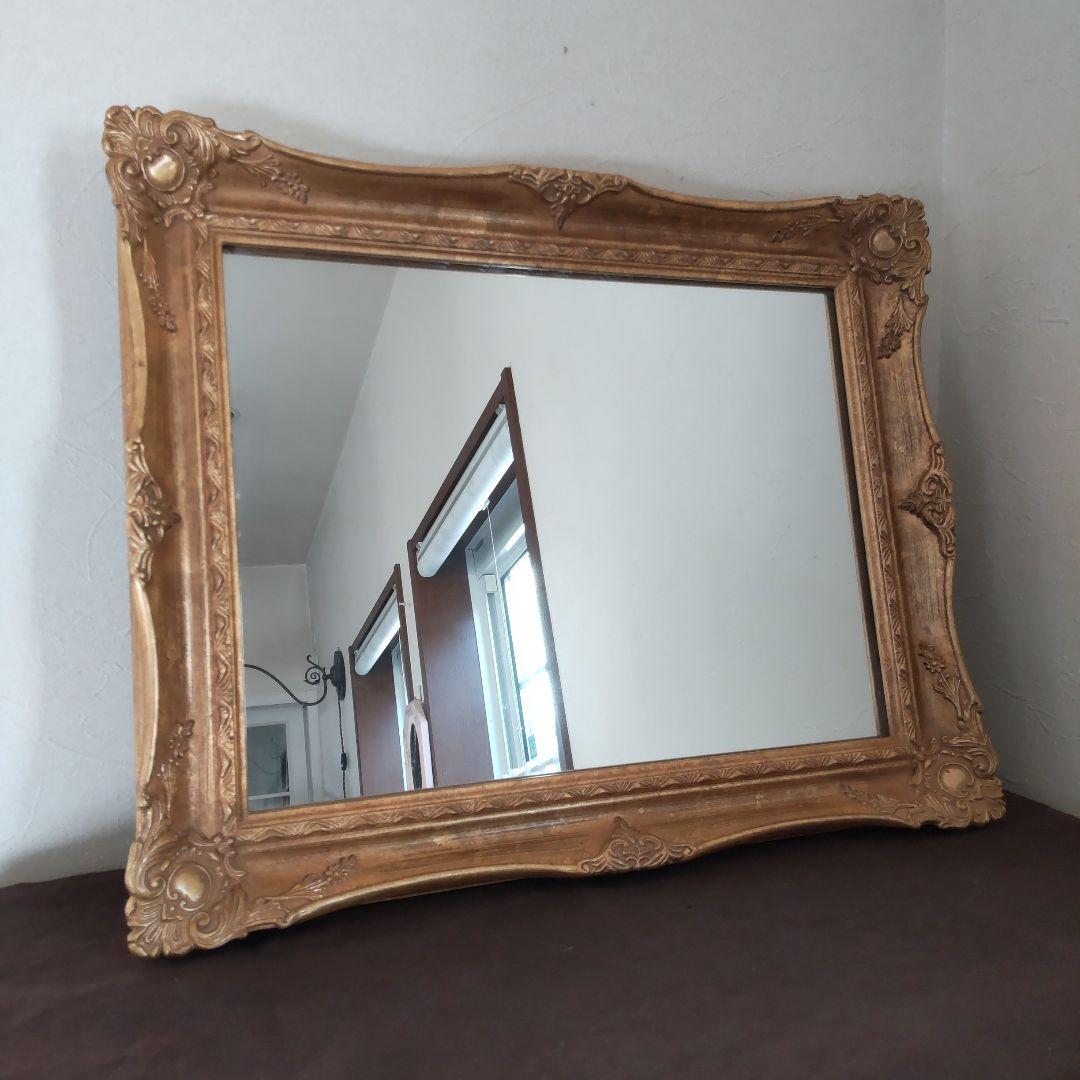 アンティークミラー　(ゴールド)