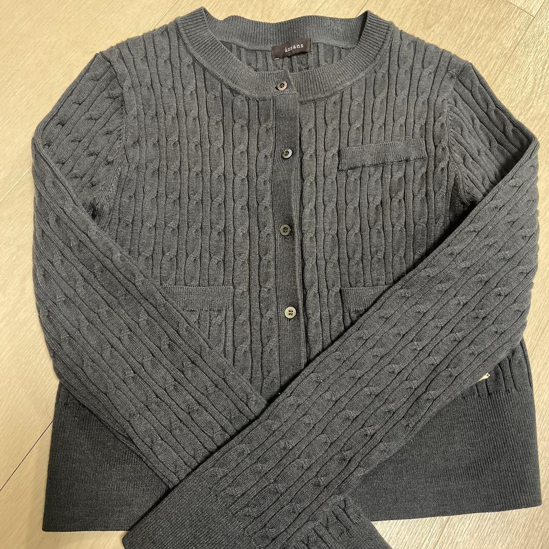 anuans リトルケーブルニットカーデガン