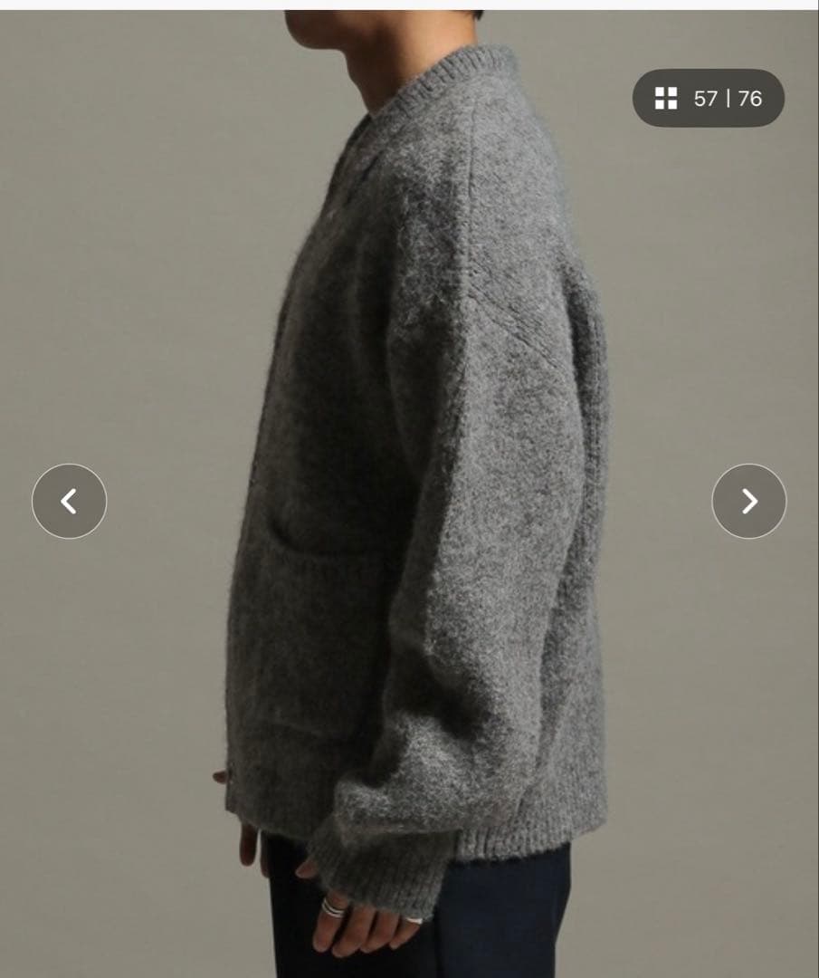 LURAKU Shaggy Knit Polo Cardigan グレー