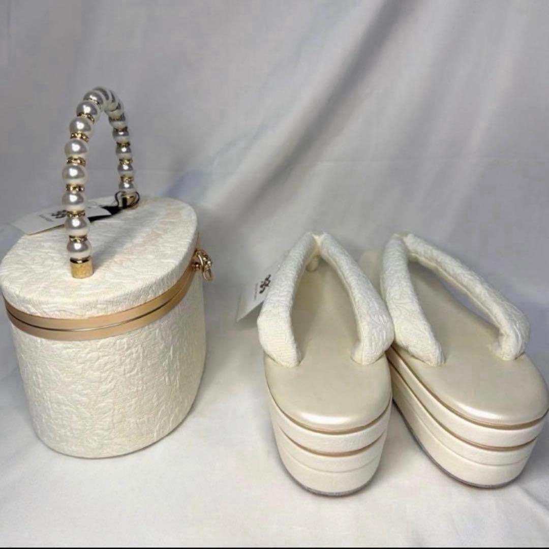 新品　2026年新作モデル　草履　バッグ　セット　ホワイト　フリーサイズ