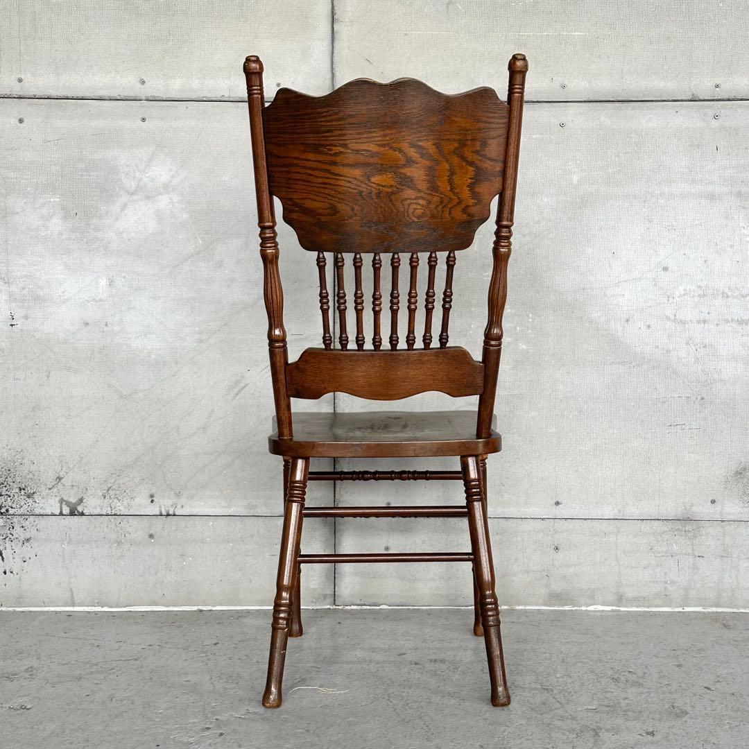 ★90s★昭和レトロ洋館風 山善 彫刻ダイニングチェア 天然木 ハイバックチェア