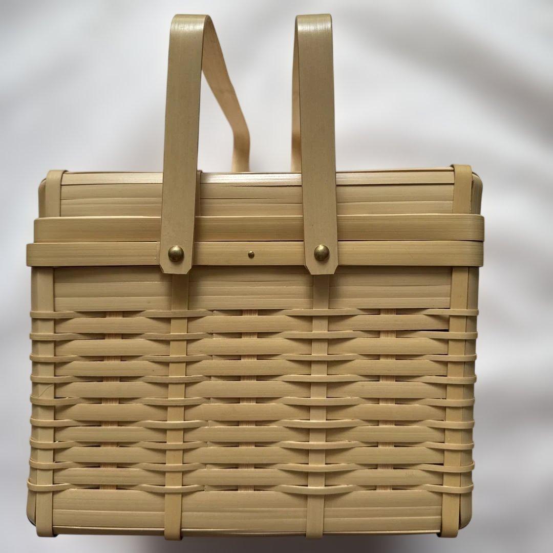 松田由紀 角物 蓋付き 竹かご 竹籠　バスケット
