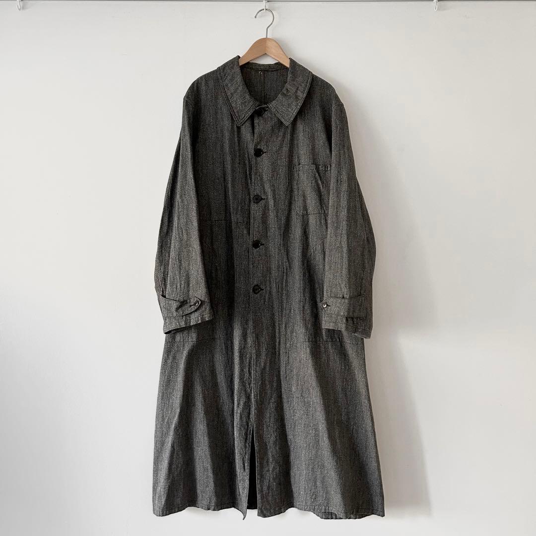 希少 ブラックシャンブレーコート フレンチワークフレンチビンテージ