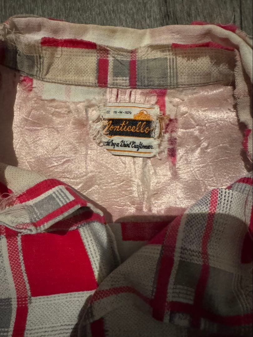 50s 60sプリネル　ヴィンテージ　開襟　プリントネル