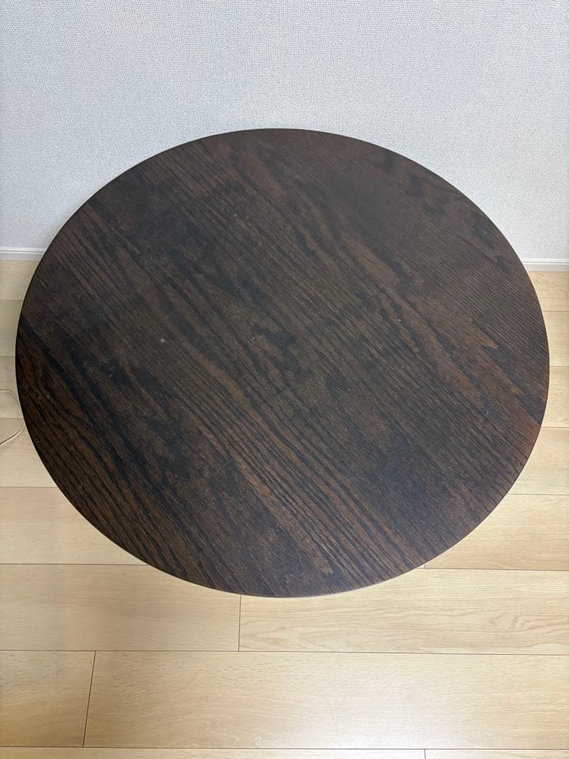 ダークブラウン円形センターテーブル