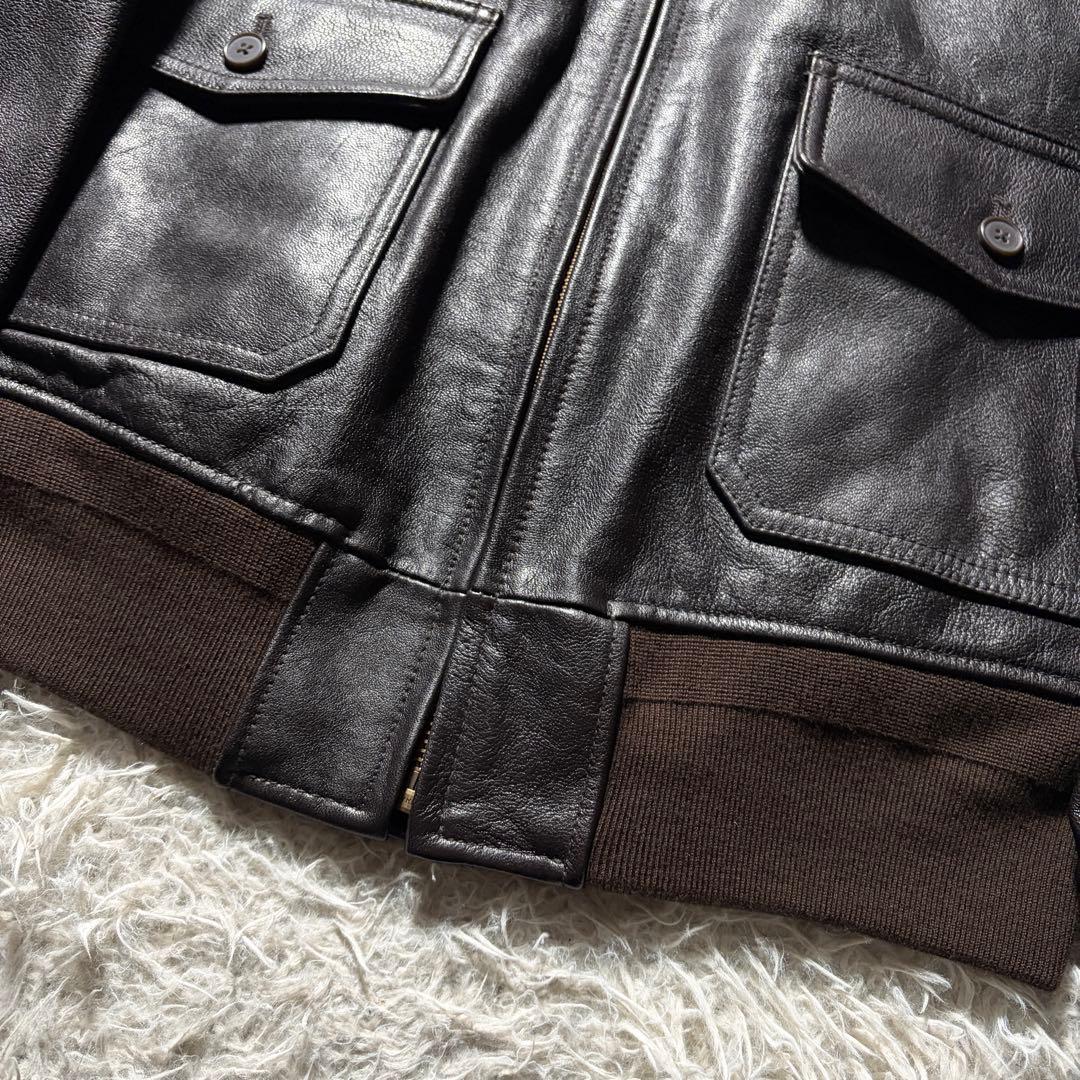 極美品■AVIREX フライトジャケット　 G-1 やぎ革　襟ボア　ブラウン　L