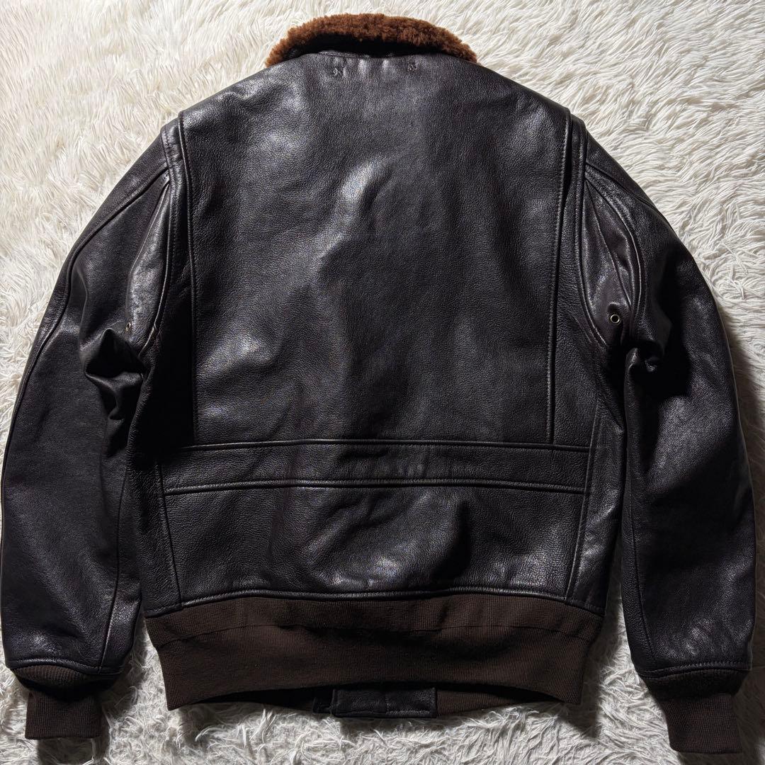 極美品■AVIREX フライトジャケット　 G-1 やぎ革　襟ボア　ブラウン　L