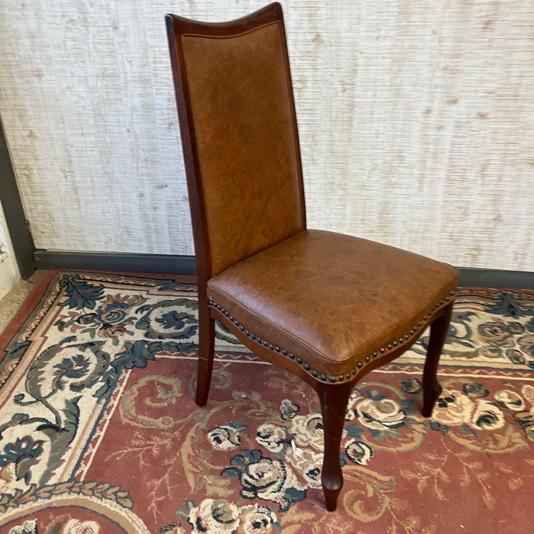 ②北欧レトロ マルニ木工 木製椅子 鋲打ちダイニングチェア ロビーチェア 古家具