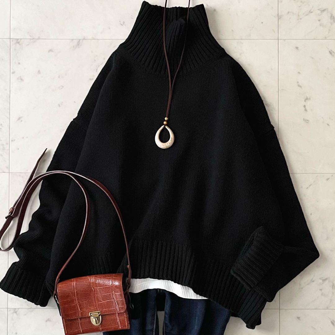 美品＊マディソンブルー ウールハイネックニット サイズ00 ブラック黒 長袖