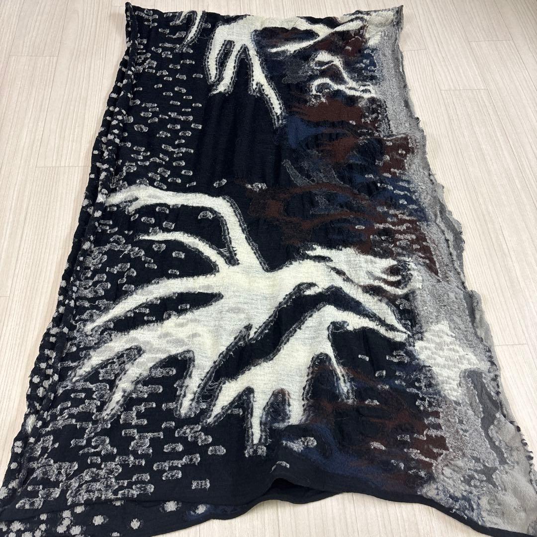 KAPITAL ネイビー グレー ストール　縮絨ウール　ジャーニーカリブマフラー