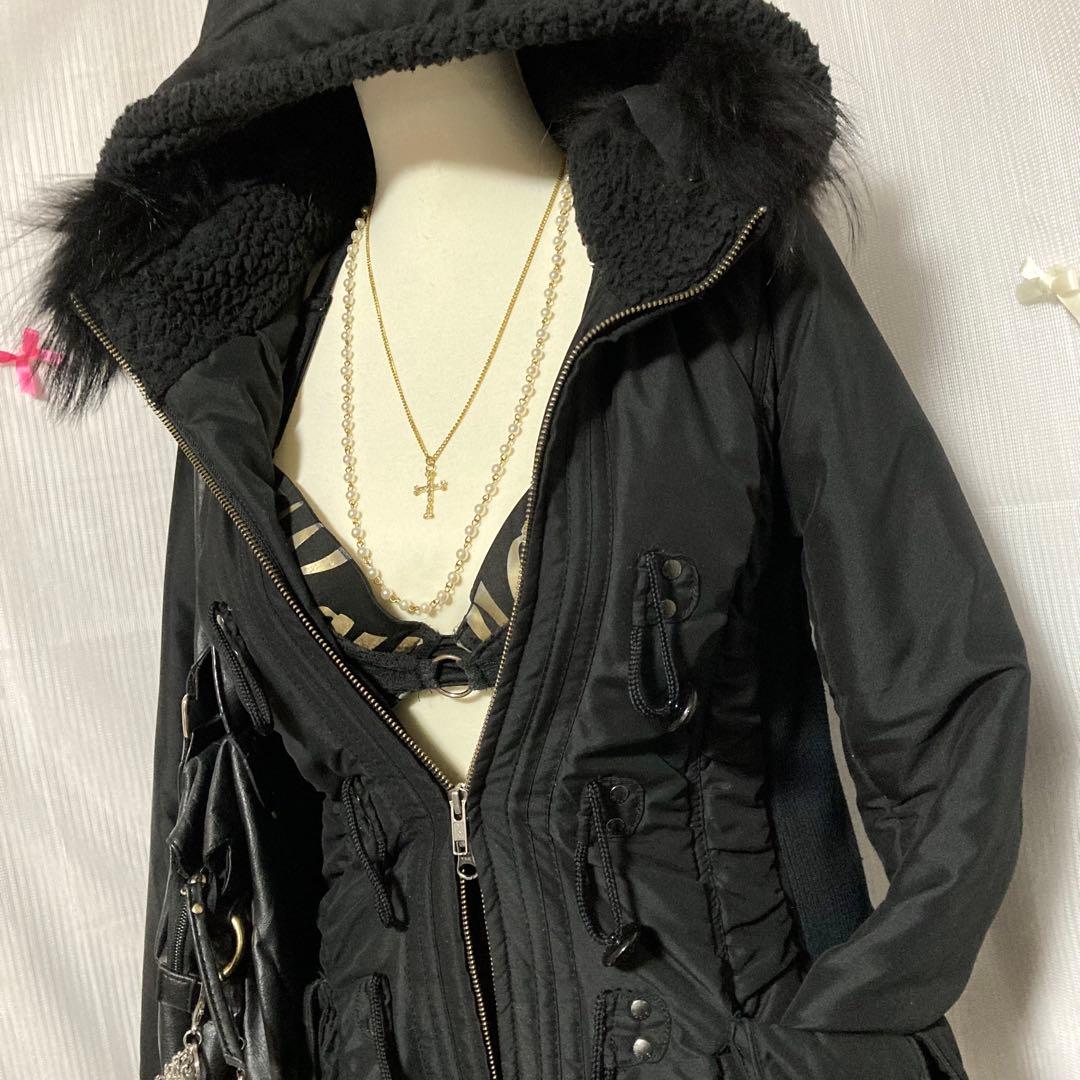 y2k 平成ギャル お兄系 グランジ パンク ファー付きミリタリージャケット