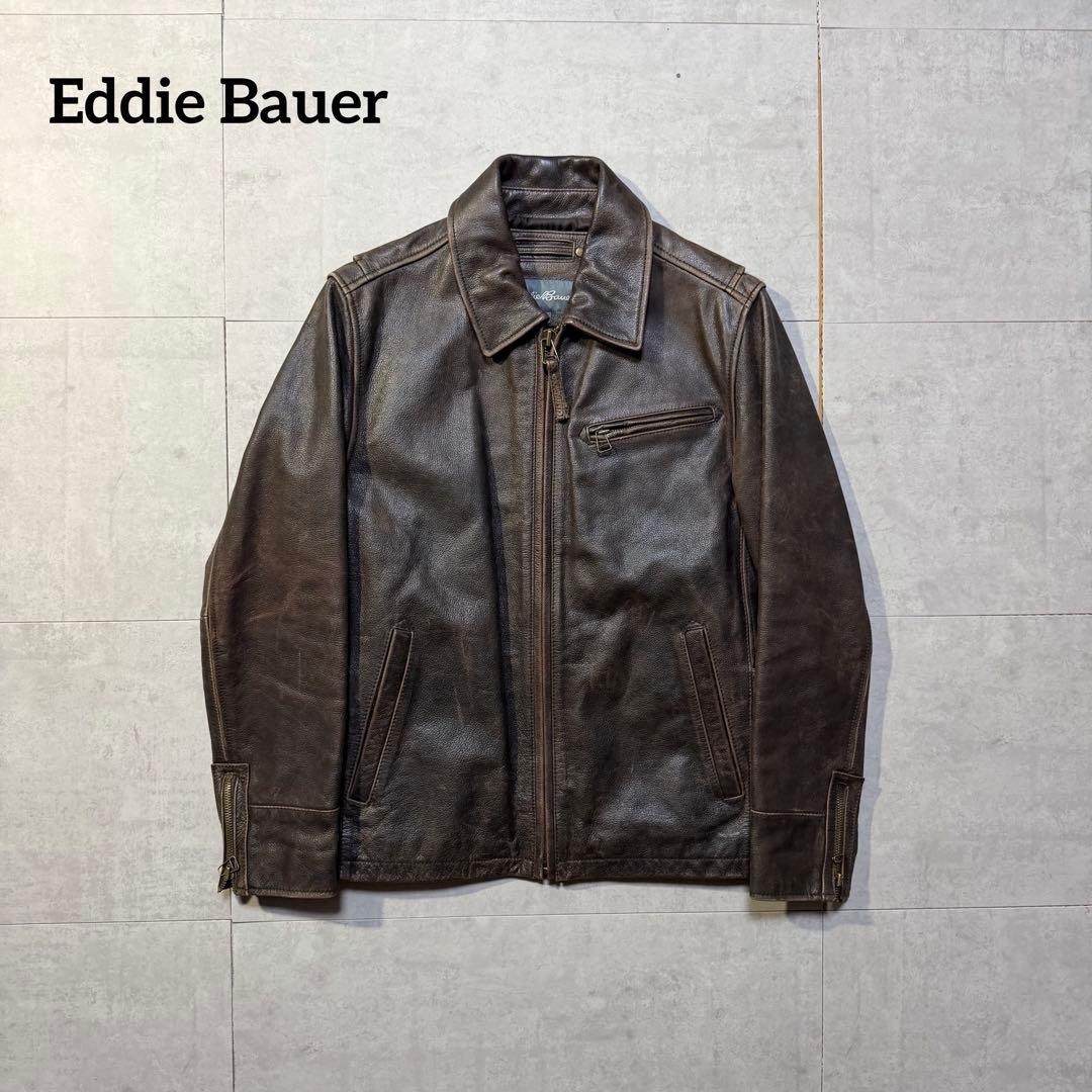 00s Eddie Bauer シングルレザージャケット TALONジップ 本革