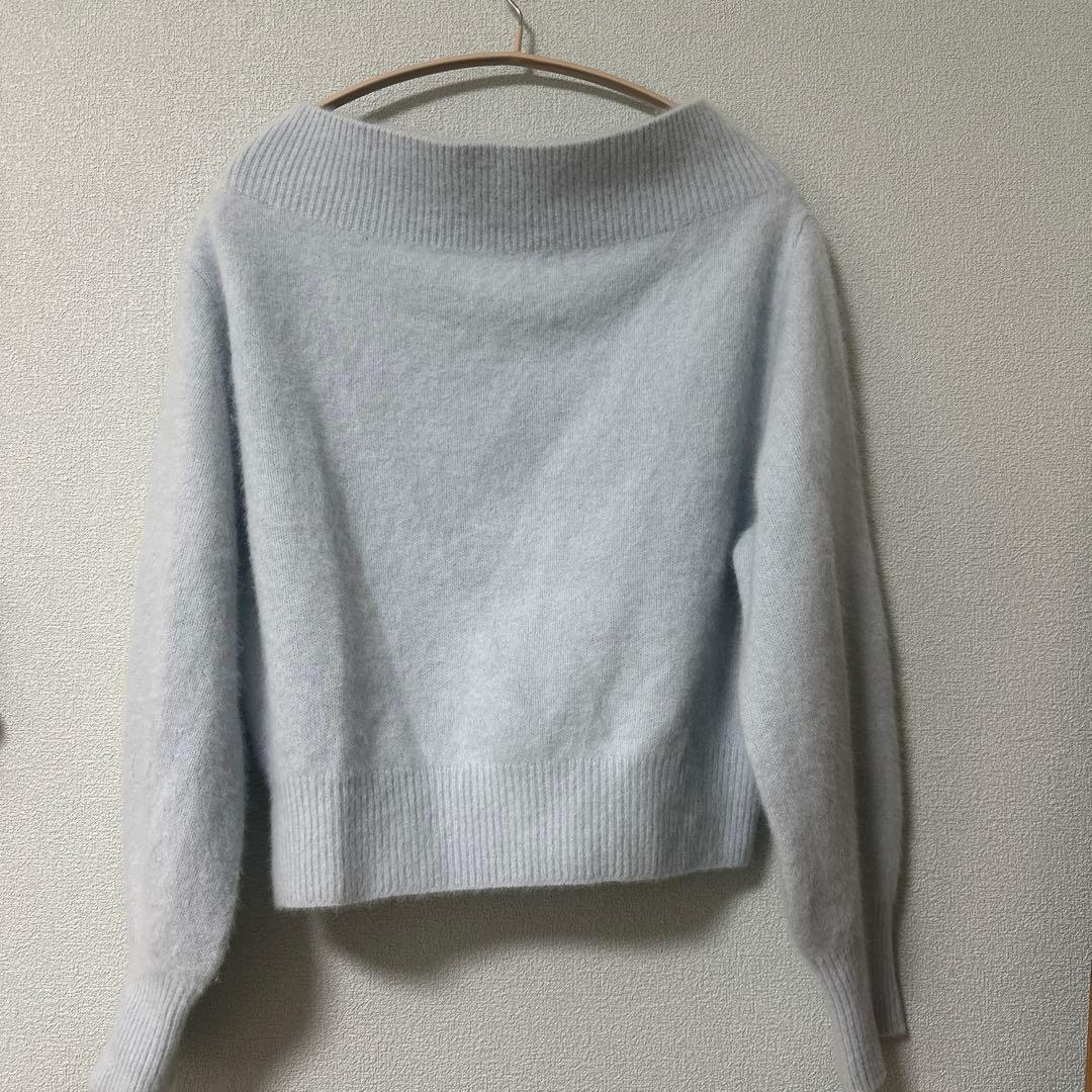 muu.snidelフォックスアルパカオフショルプルオーバー ライトブルー