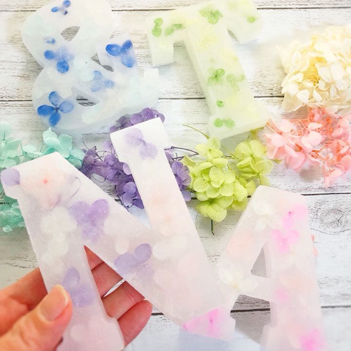 【完売】イニシャル キャンドル アルファベット オブジェ 紫陽花