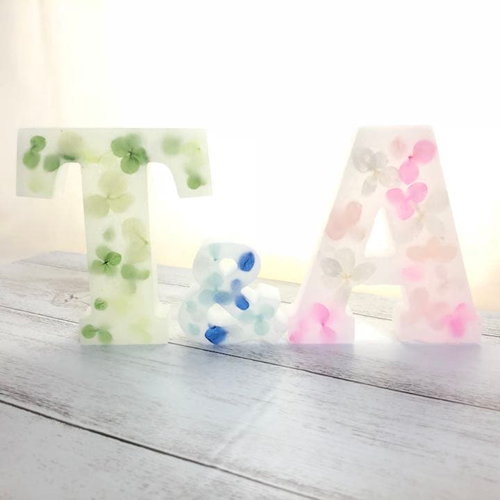 【完売】イニシャル キャンドル アルファベット オブジェ 紫陽花