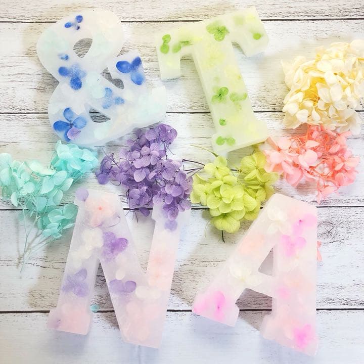 【完売】イニシャル キャンドル アルファベット オブジェ 紫陽花