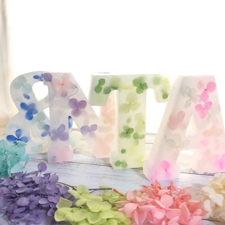 【完売】イニシャル キャンドル アルファベット オブジェ 紫陽花