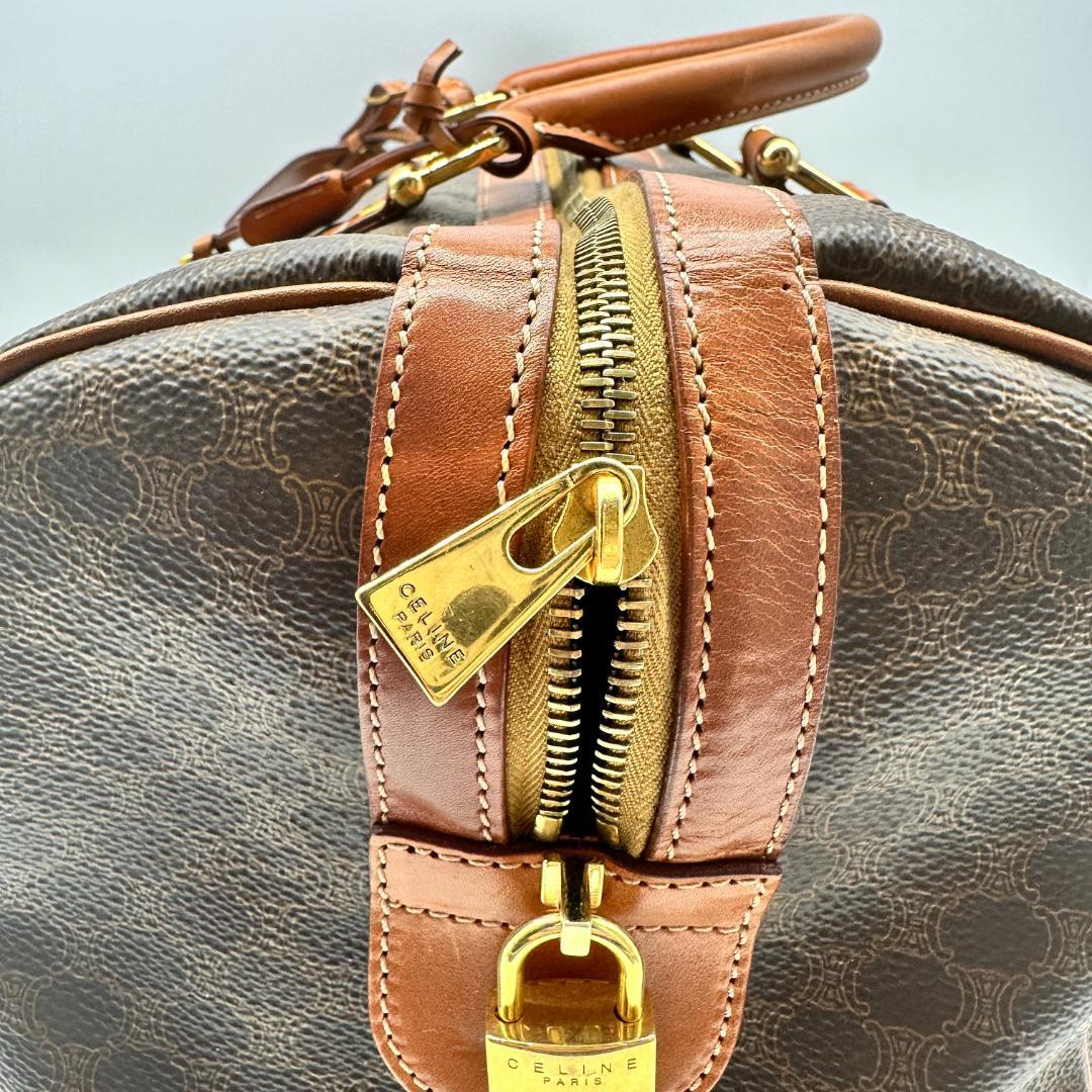 【美品】 CELINE ボストンバッグ マカダム柄 ゴールド金具 南京錠