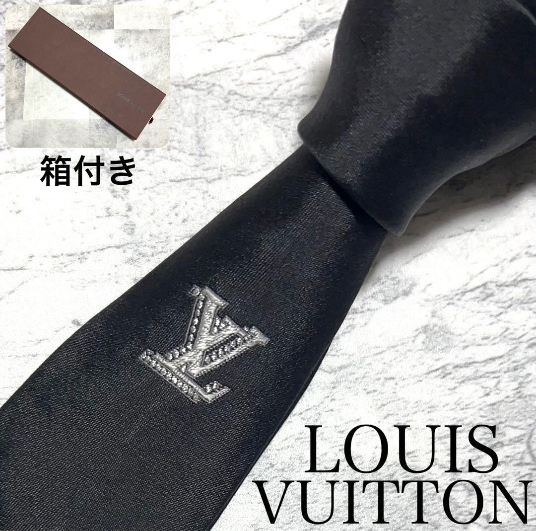 LOUIS VUITTON ネクタイ ハイブランド LVロゴ ソリッド 箱付き