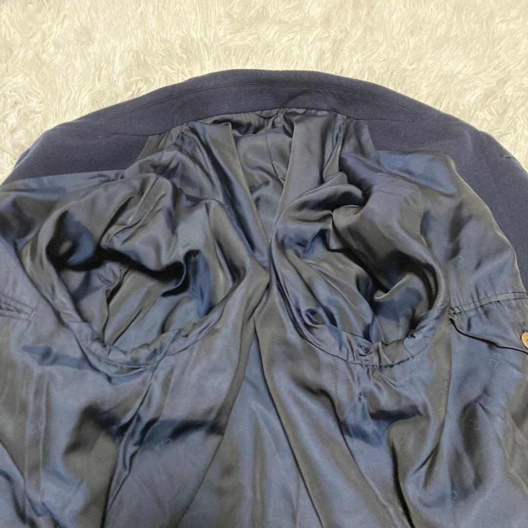 希少✨美品　クリスチャンディオールムッシュ　ステンカラーコート　カシミヤ　紺　S