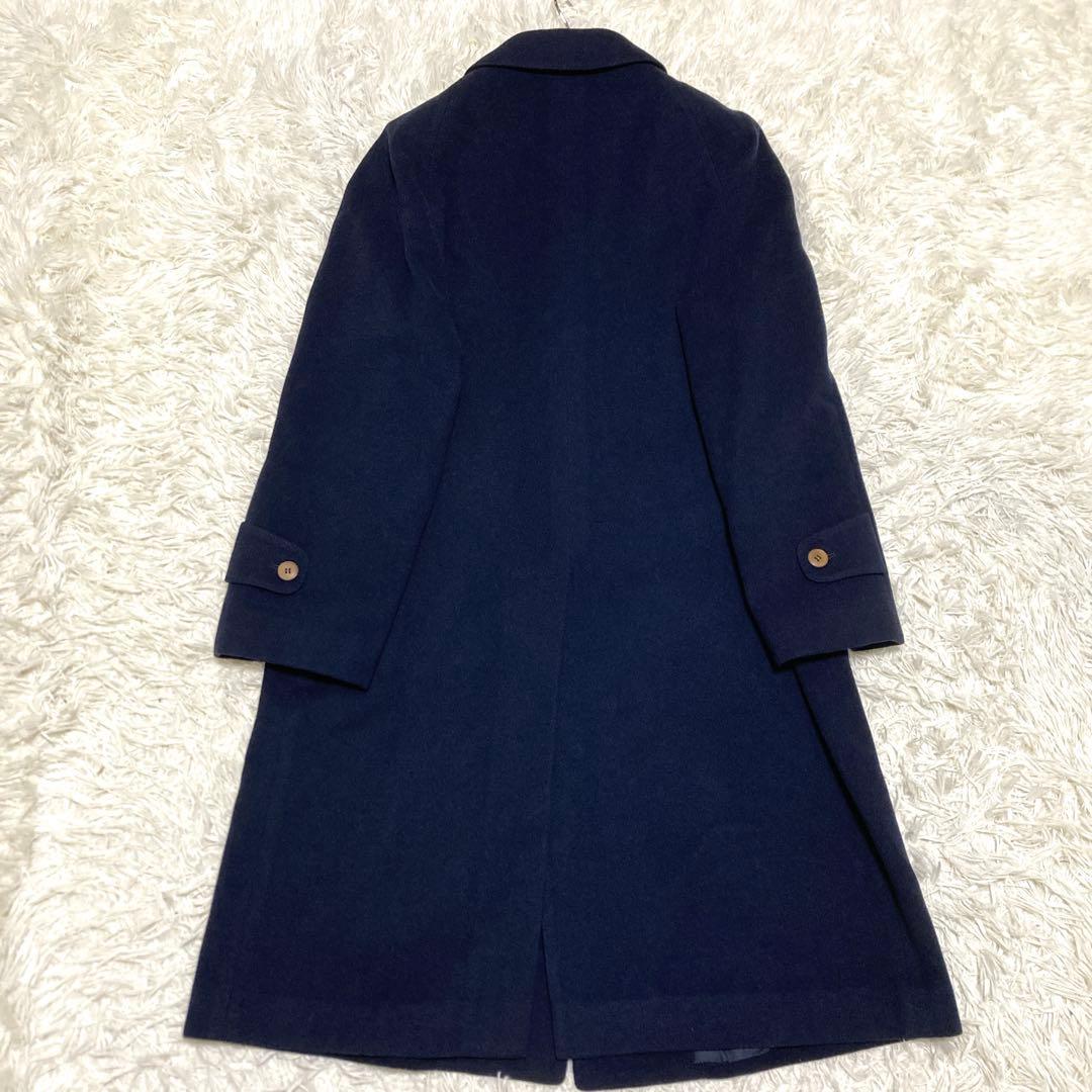 希少✨美品　クリスチャンディオールムッシュ　ステンカラーコート　カシミヤ　紺　S