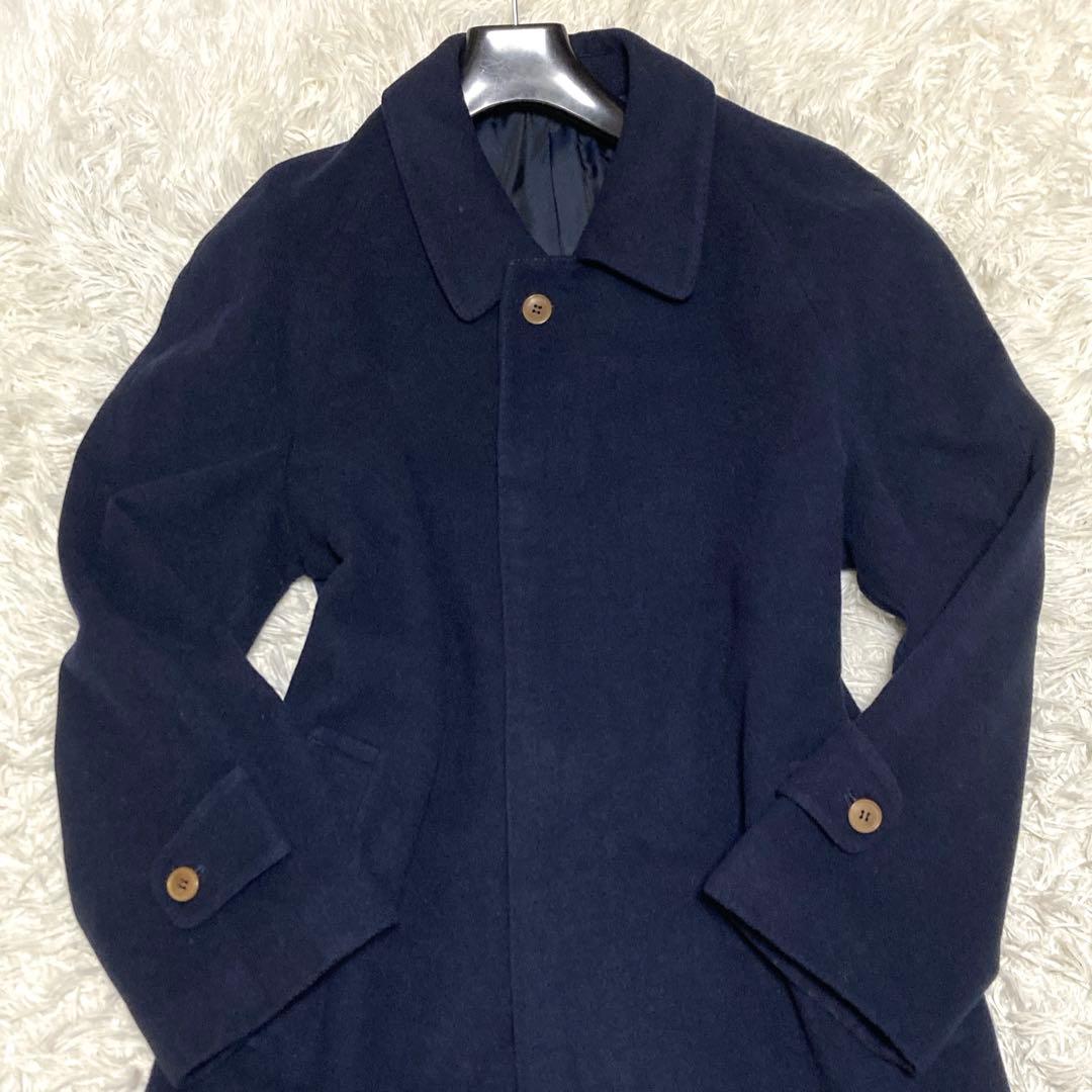 希少✨美品　クリスチャンディオールムッシュ　ステンカラーコート　カシミヤ　紺　S