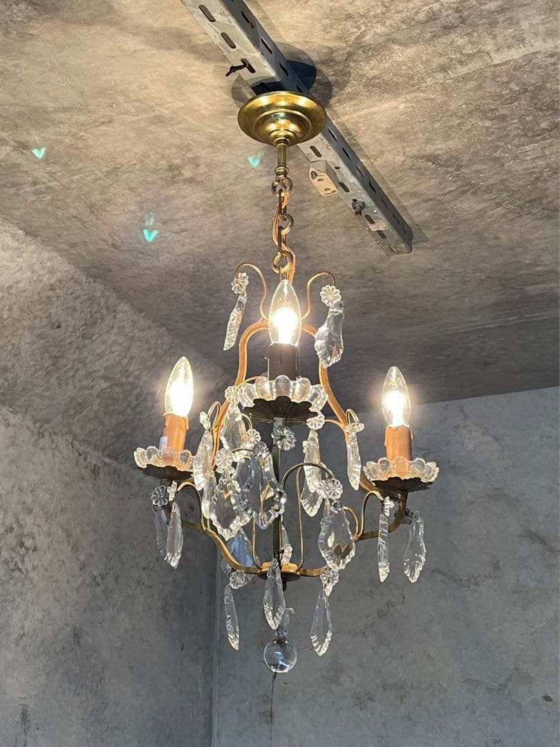 34. フランス アンティーク シャンデリア 3灯 キャンドル ブロンズ