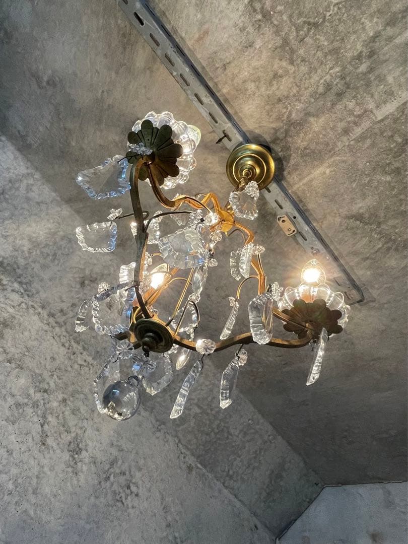 34. フランス アンティーク シャンデリア 3灯 キャンドル ブロンズ